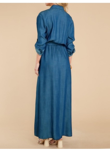 Women's Style Sexy Slit Long Sleeve Maxi Dress