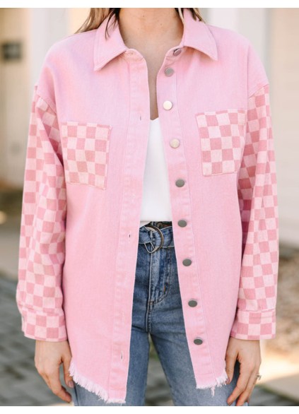 Pink Checkered Shacket