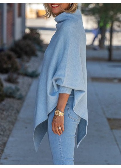 Blue irregular pullover sweater