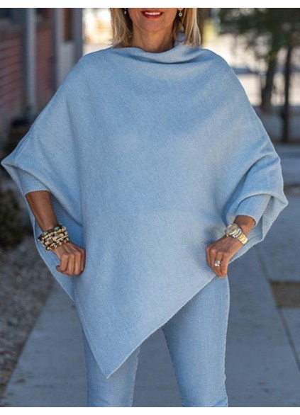 Blue irregular pullover sweater