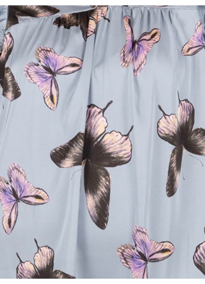 Butterfly printed layered ruffled short sleeved shirt