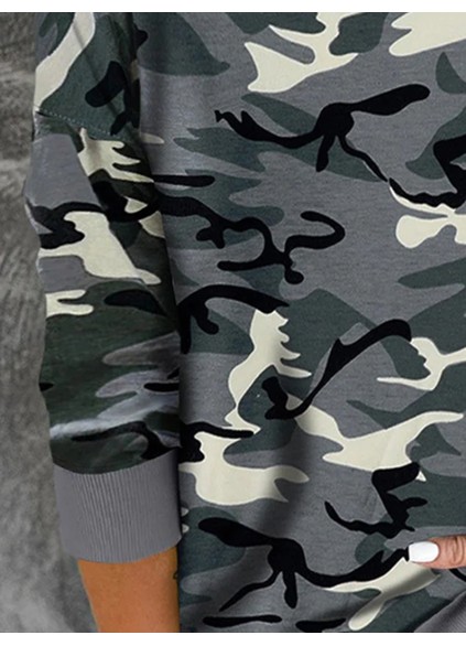 Casual camouflage print crew neck sweatshirt