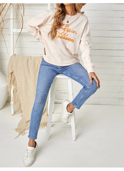 Casual letter print long sleeve sweatshirt