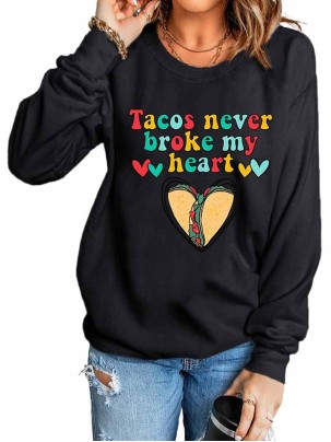 Casual printed crew neck sweatshirt