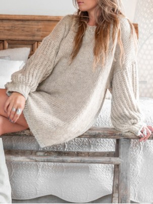 casual puff sleeve sweater