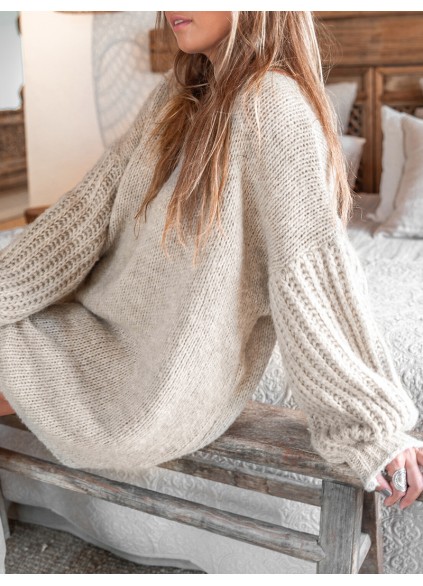 casual puff sleeve sweater