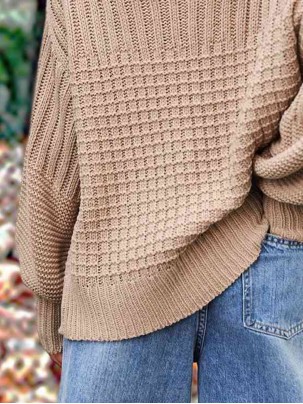 Casual solid color thick line sweater