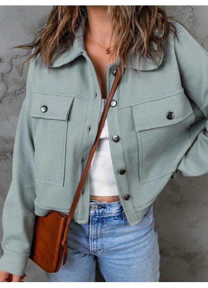 Casual solid color waffle jacket