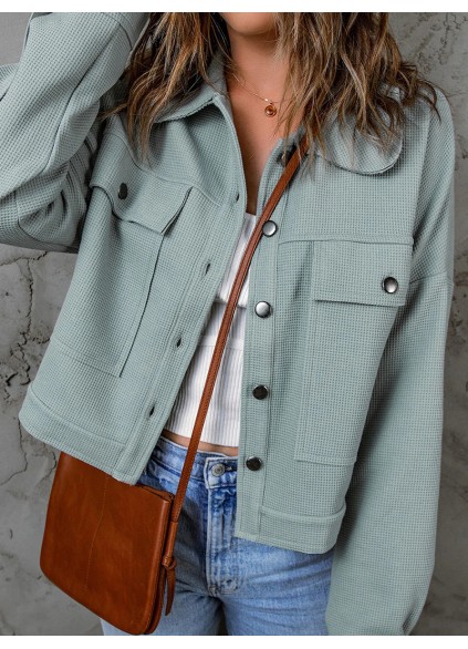 Casual solid color waffle jacket