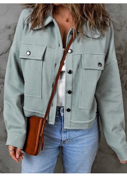 Casual solid color waffle jacket