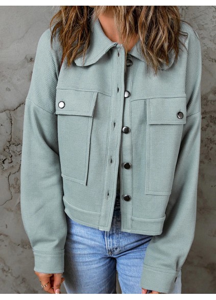 Casual solid color waffle jacket