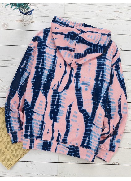 Casual Tie Dye Contrast Long Sleeve Hoodie