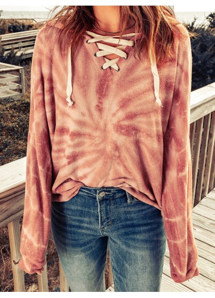 Casual tie-dye strappy hoodie