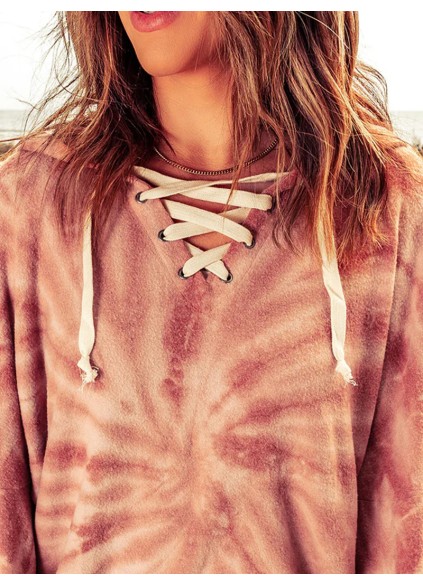 Casual tie-dye strappy hoodie