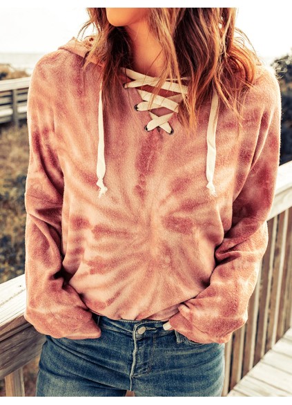 Casual tie-dye strappy hoodie