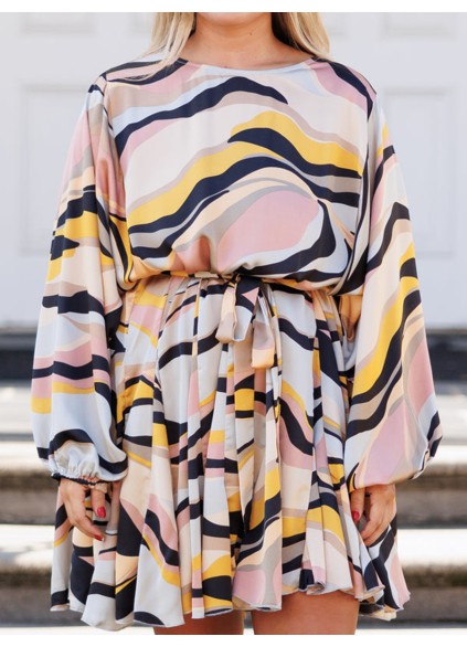 Contrast printed loose fitting dress