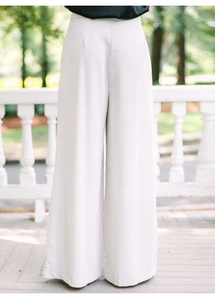 Cream White Wide Leg Trousers