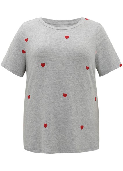 Crew-neck love heart T-shirt