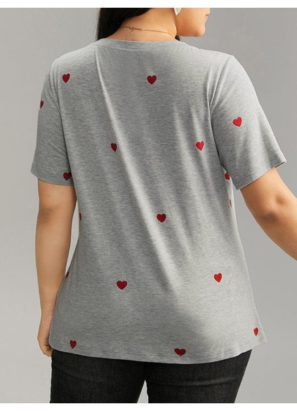 Crew-neck love heart T-shirt