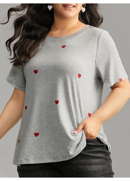 Crew-neck love heart T-shirt