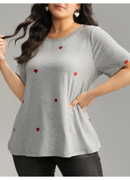 Crew-neck love heart T-shirt