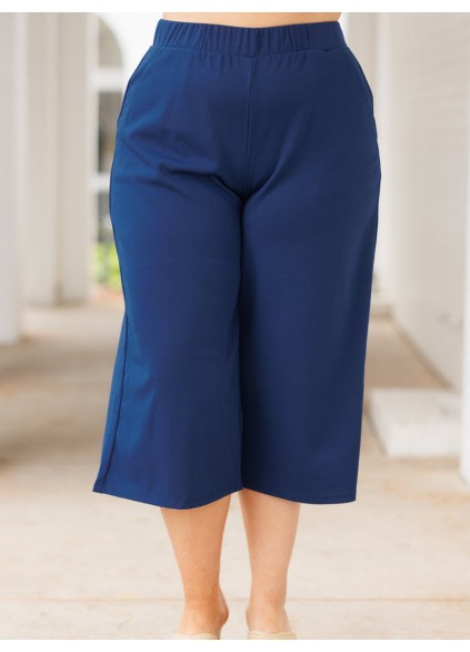 Dark blue loose cropped straight leg pants