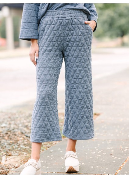 Denim Blue Quilted Pants