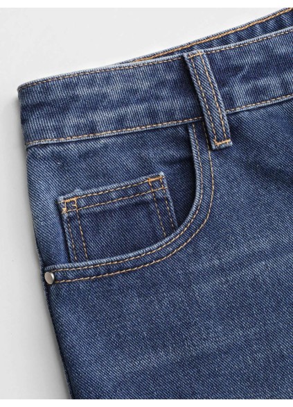 Denim High Waist Pocket Wide Leg Jeans