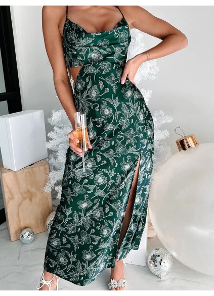 Elegant satin printed dress