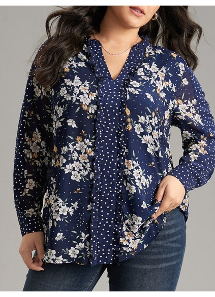 Elegant senior floral long-sleeved shirt