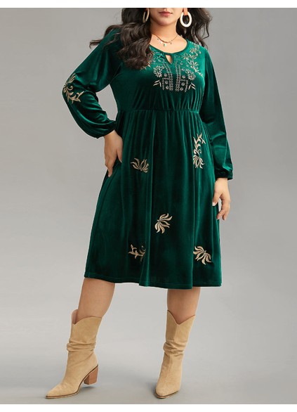 Elegant senior velvet embroidered dress