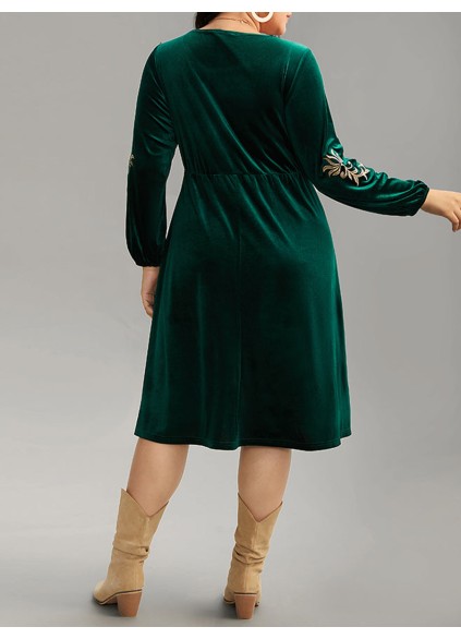 Elegant senior velvet embroidered dress