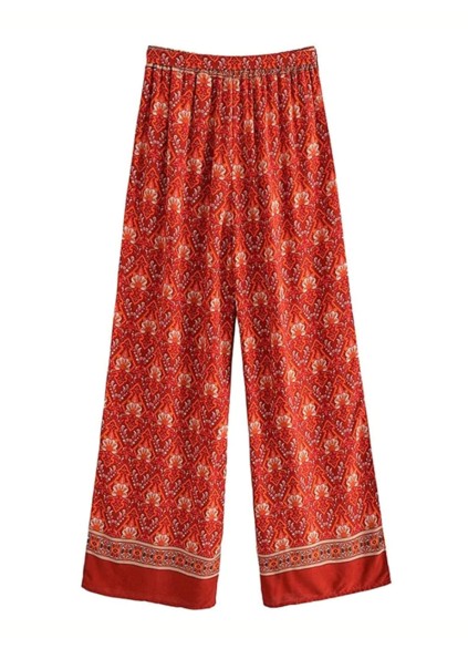 Fashion printed wide leg pants