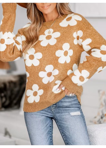 Floral drop sleeve sweater