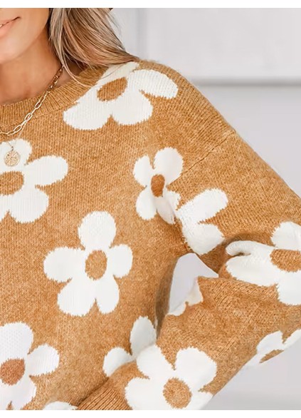 Floral drop sleeve sweater