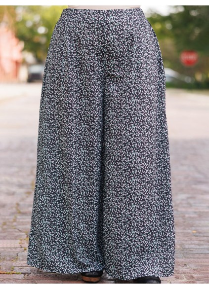 Floral pattern loose wide leg pants