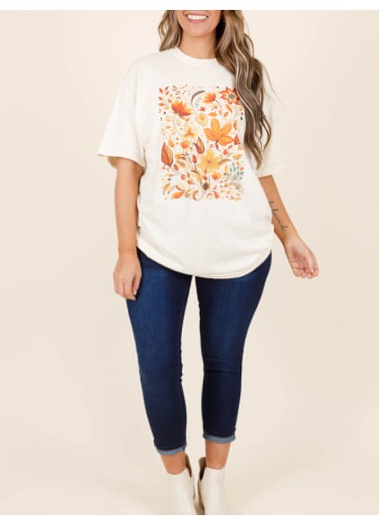 Flower and Plant Pattern T-shirt