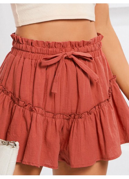 Frill Trim Tie Waist Shorts