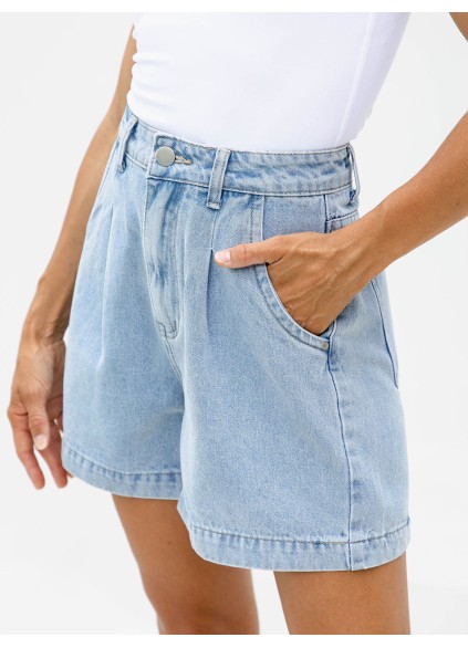 High-Rise Denim Shorts  Light Wash