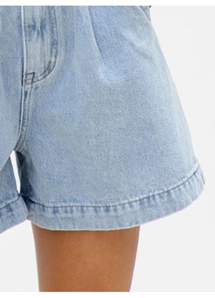 High-Rise Denim Shorts  Light Wash