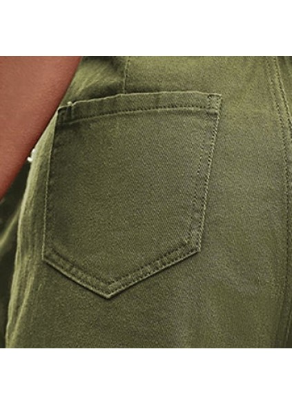 High Waist Denim Cargo Shorts