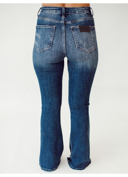 High waisted vintage washed flare jeans