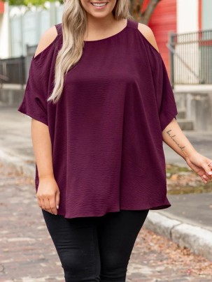 Hollow Off Shoulder Short Sleeve T-shirt