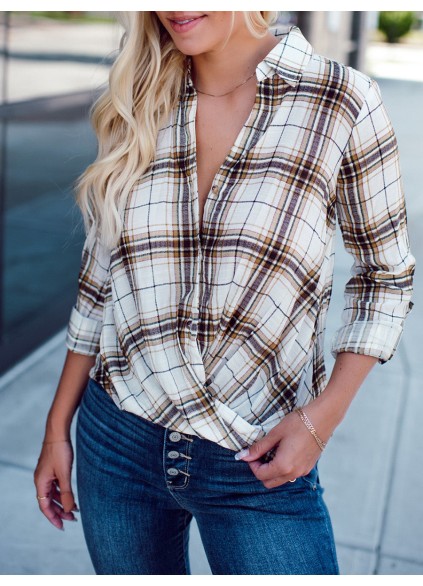 Women's checkered cross design shirt