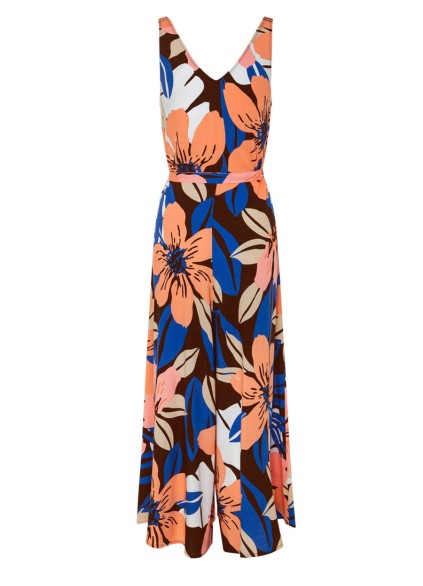 Ladies vacation geometric print loose wide-leg jumpsuits