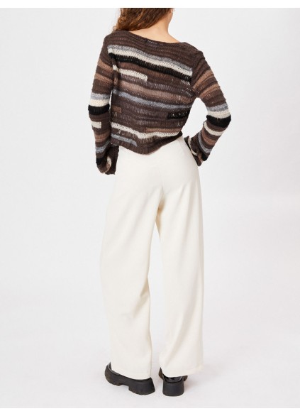 Milk Tea Pleated Wide Leg Trousers