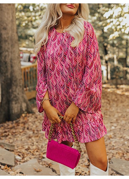 Floral print pink dress