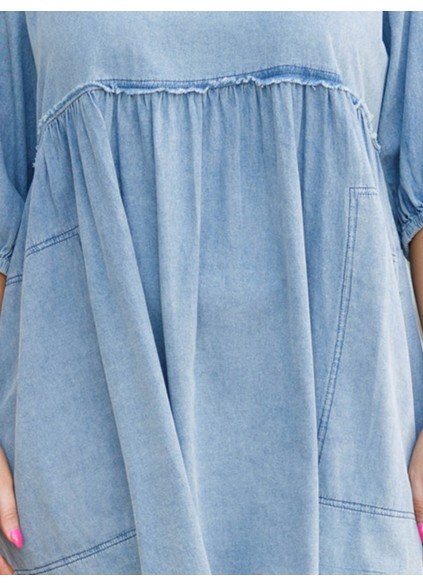 Open back denim loose fitting dress