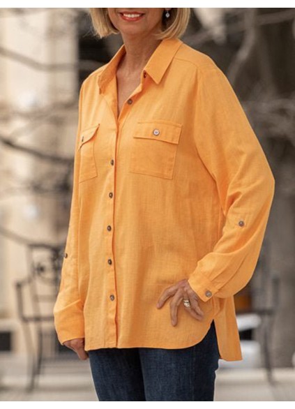 Orange button pocket shirt