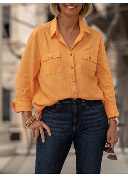 Orange button pocket shirt